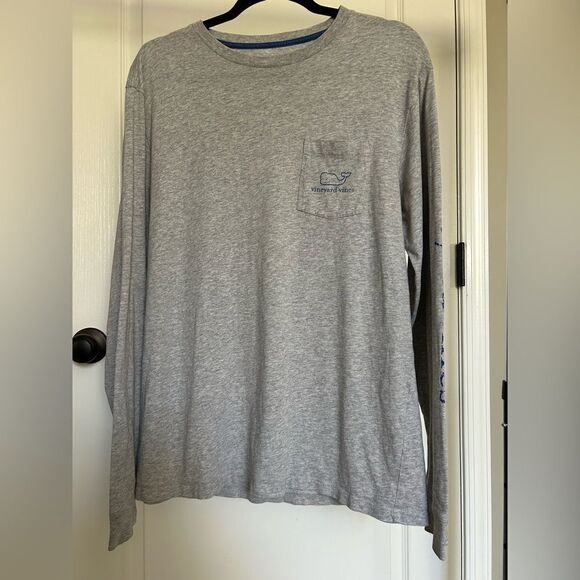 Vineyard Vines Men’s  Gray Long Sleeve 100% Cotton Tee Shirt Size Medium - Picture 1 of 9